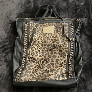 Y2K Bebe leopard print leather bag 2006